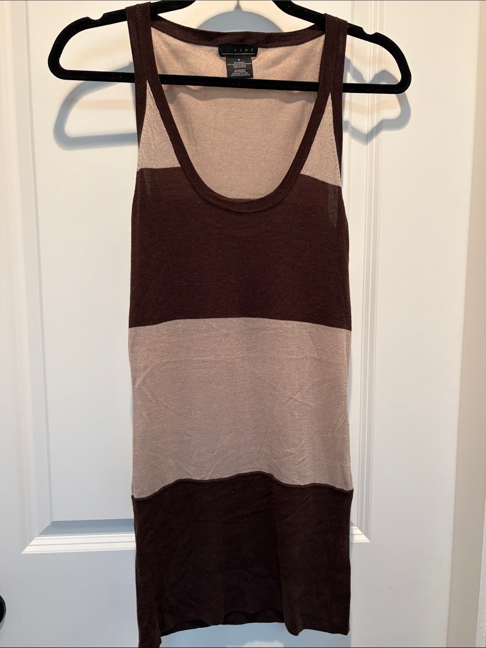 Line  Brown and Beige Striped Cashmere blend Knit Tank dress